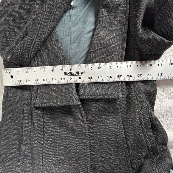 Free People Womens Gray Wool Blend Herringbone Jacket Blazer Work Size 10 Lined - Picture 9 of 10